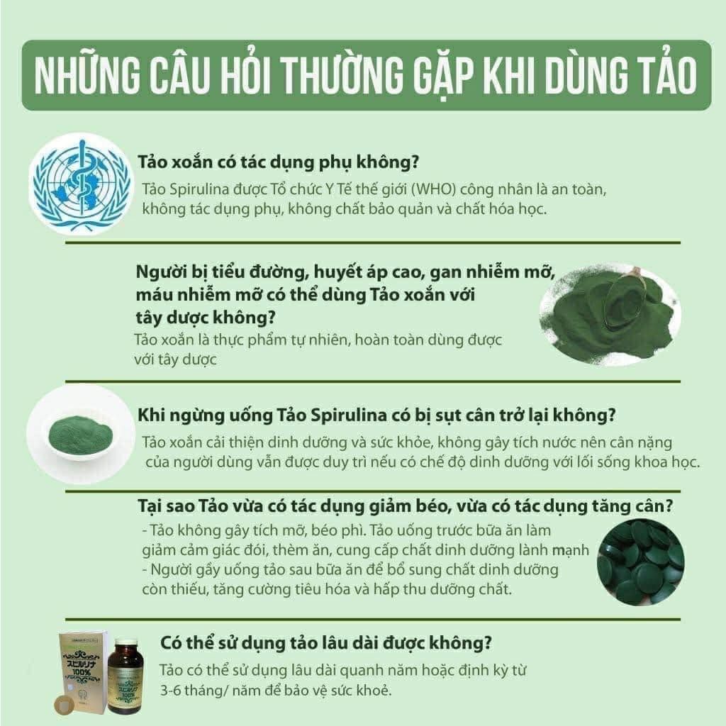 Viên Uống Tảo Xoắn Nhật Algae Japan Spirulina Giúp Điều Hòa Hormone, Hỗ Trợ Tiêu Hóa 2200 Viên