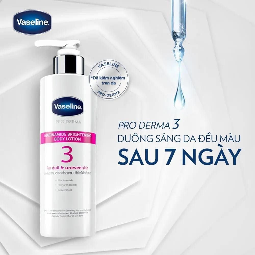 Sữa Dưỡng Thể Vaseline Pro Derma 3 - 5% Niacinamide Brightening Body Lotion Dưỡng Sáng Da 250ml