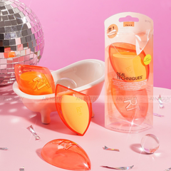 Mút Trang Điểm Real Techniques Miracle Complexion Sponge + Travel Sponge Case Kèm Hộp Đựng Dùng Tán Kem Nền, Bảo Vệ Bông Mút