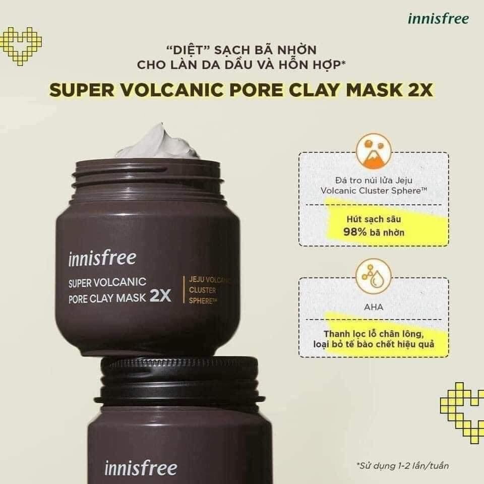 Mặt Nạ Innisfree Super Volcanic Pore Clay Mask 2X Giảm Mụn Đầu Đen 100ml