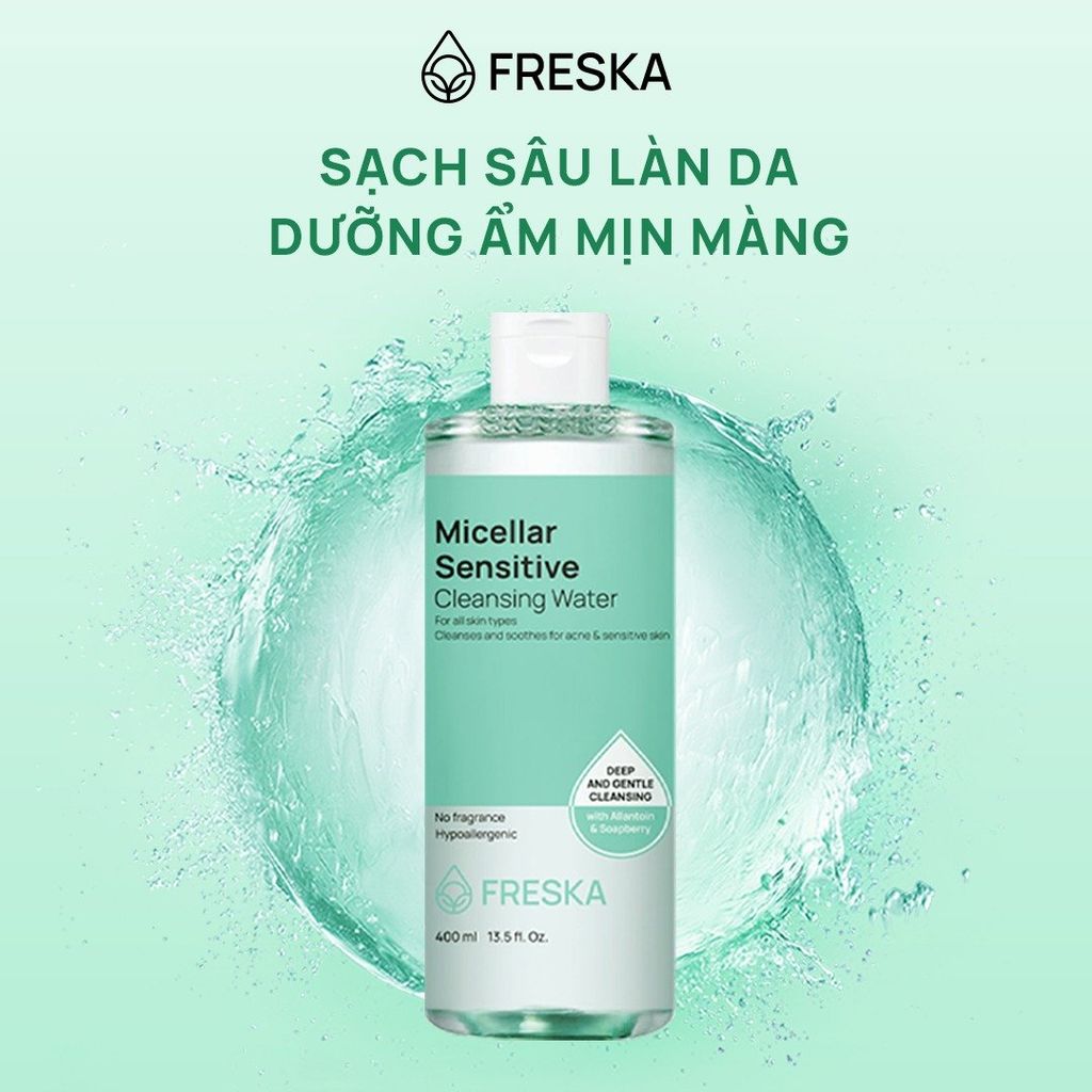 Nước Tẩy Trang Freska Micellar Sensitive Cleansing Water Sạch Sâu, Dưỡng Ẩm 400ml