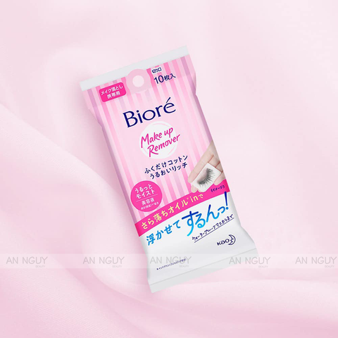 Khăn Tẩy Trang Dưỡng Ẩm Bioré Cleansing Cotton Rich Moisture 10 Miếng - Hồng