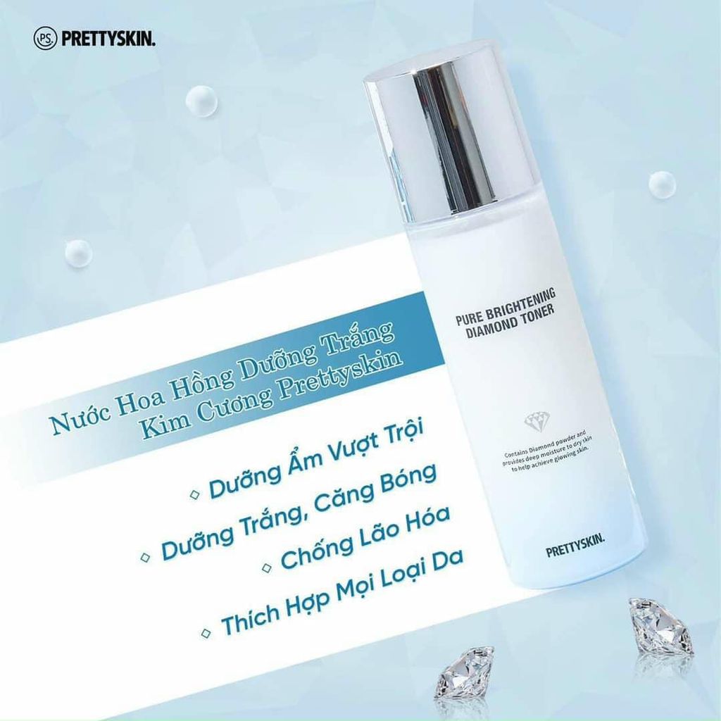 Nước Hoa Hồng Dưỡng Trắng PrettySkin Pure Brightening Diamond Toner 150ml