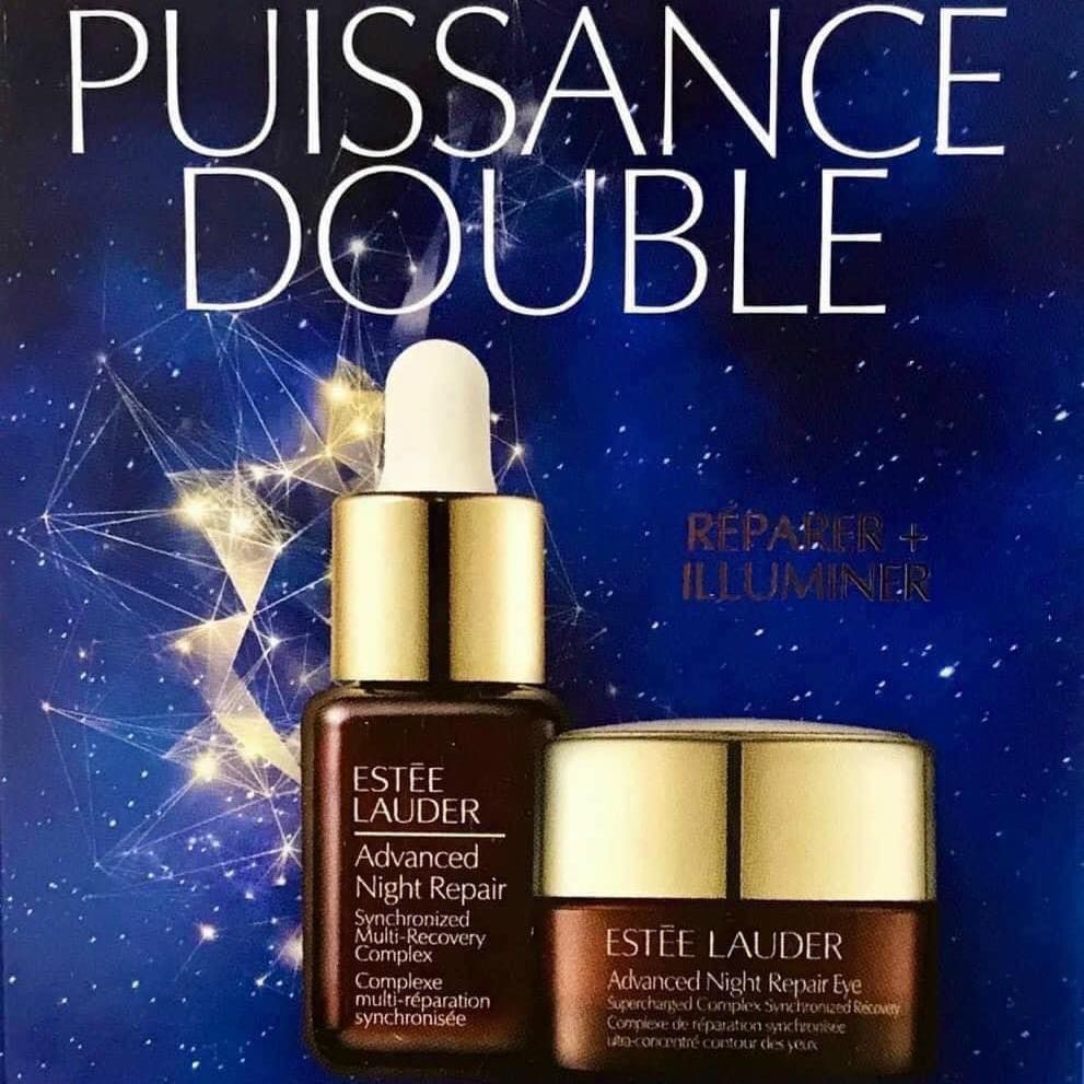 Set 2 Món Dưỡng ESTEE LAUDER Mini Power Pair Serum Advanced Night Repair 7ml + Kem Mắt 5ml (CTY)