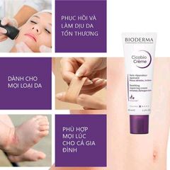 Combo Kem Dưỡng Phục Hồi Da Bioderma Cicabio Creme 40ml Và Nước Tẩy Trang Bioderma Sensibio H2O Cho Da Nhạy Cảm 100ml