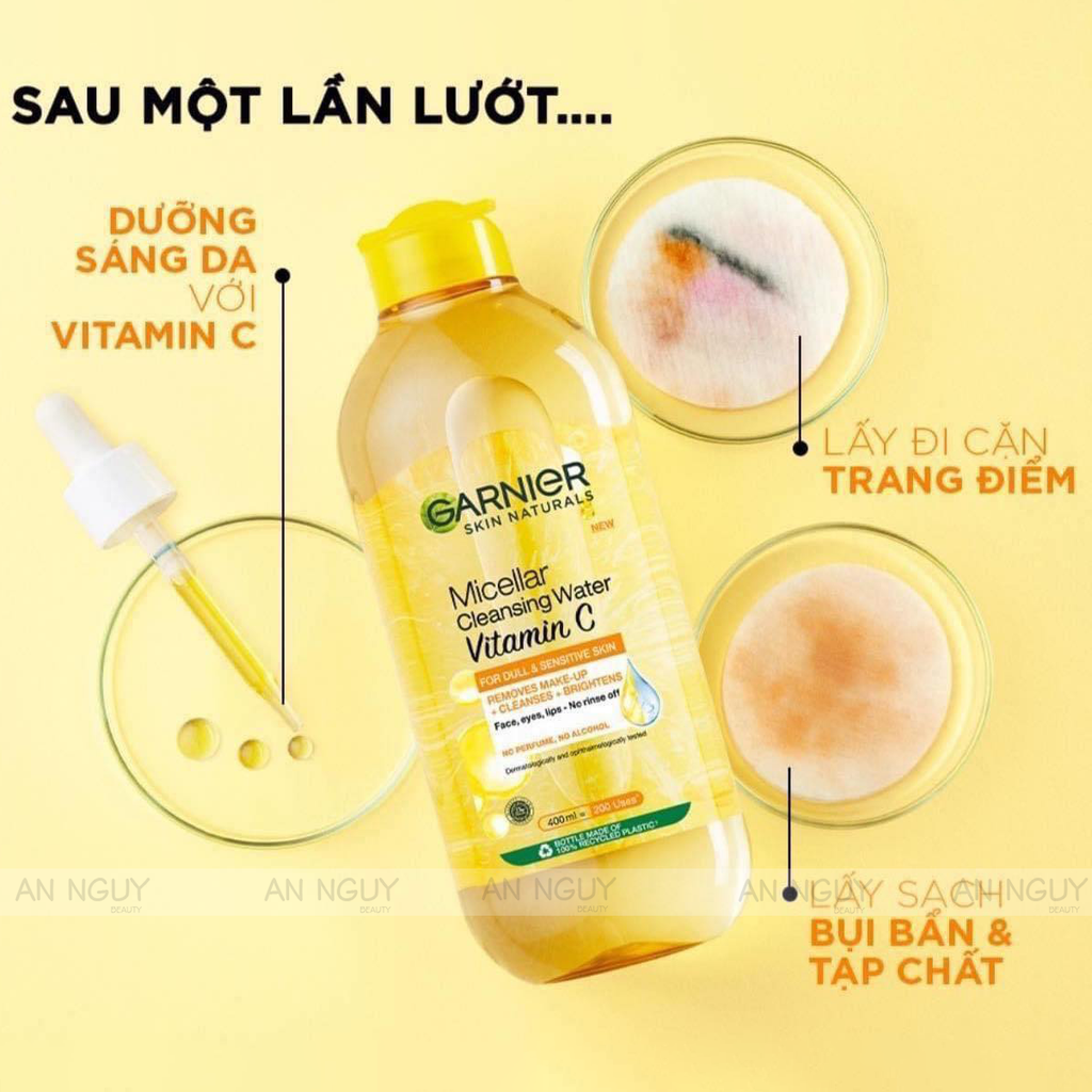 Nước Tẩy Trang Garnier Skin Naturals Micellar Cleansing Water Vitamin C Dưỡng Sáng Da