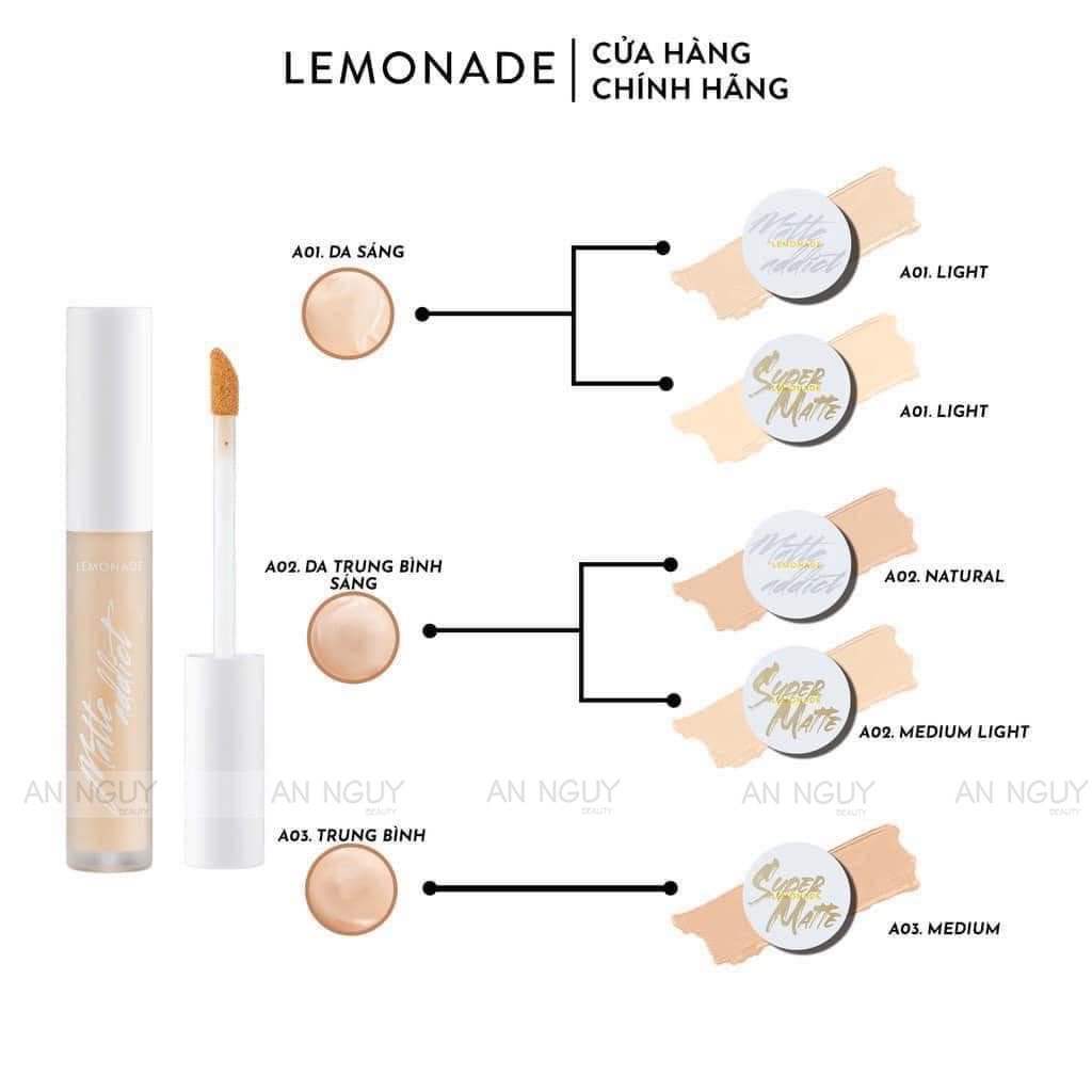 Che Khuyết Điểm Lemonade Matte Addict Concealer Kiềm Dầu, Bền Màu 3gr