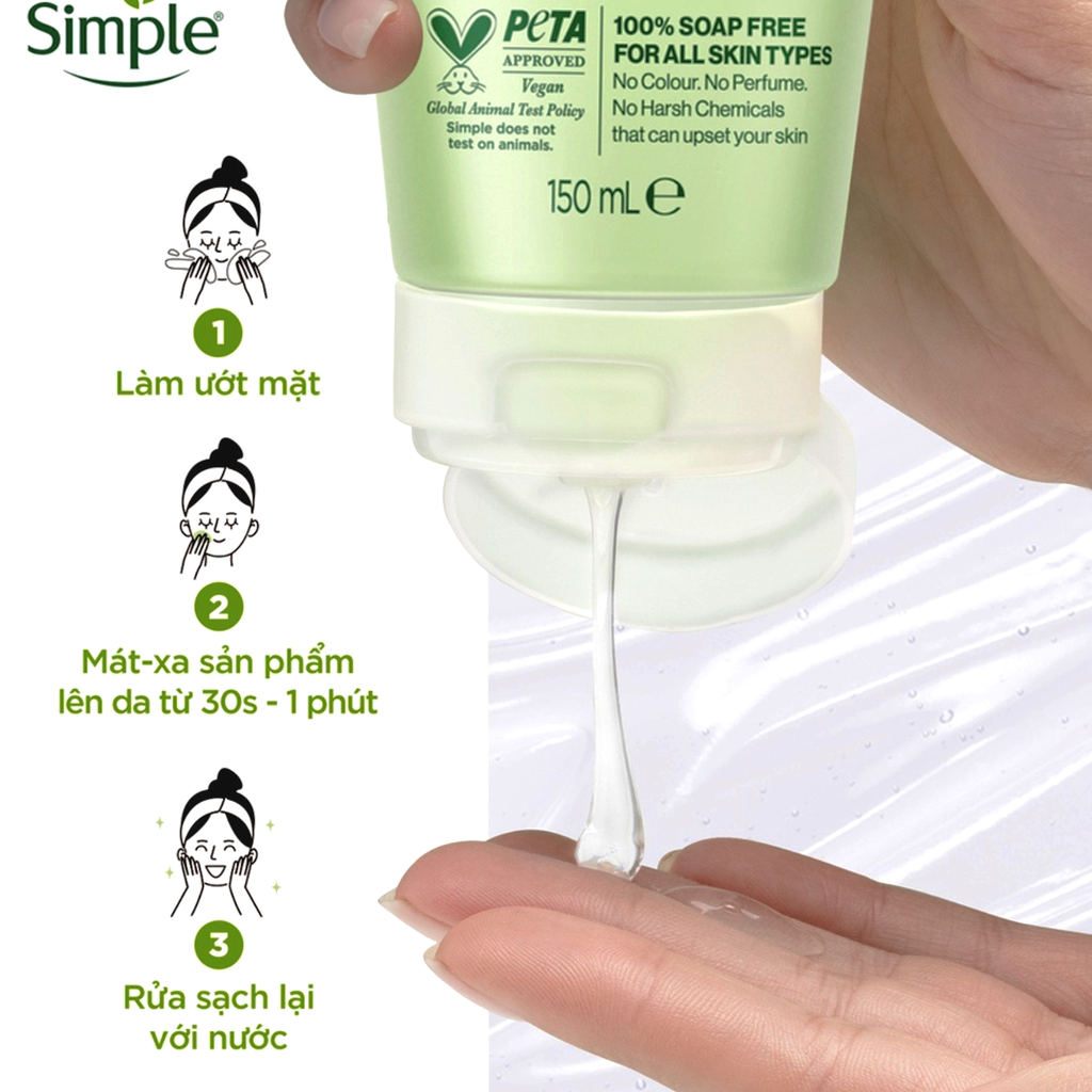 Sữa Rửa Mặt Simple Kind To Skin Refreshing Facial Wash Gel Cho Da Nhạy Cảm