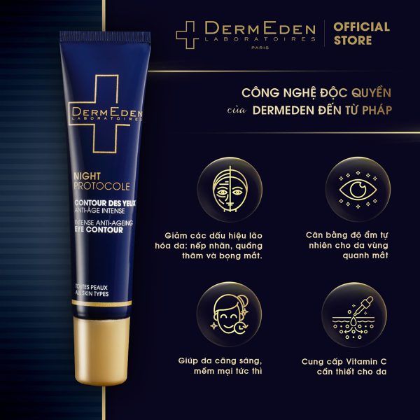 Kem Dưỡng Vùng Mắt Dermeden Night Protocole Intense Eye Contour Giảm Thâm Mắt 15ml