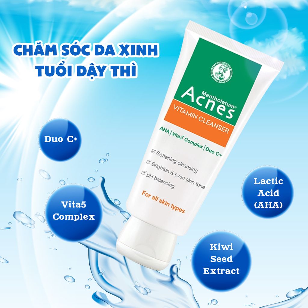 Kem Rửa Mặt Acnes Vitamin Làm Sáng Da, Mờ Sẹo Thâm Vitamin Cleanser 100gr