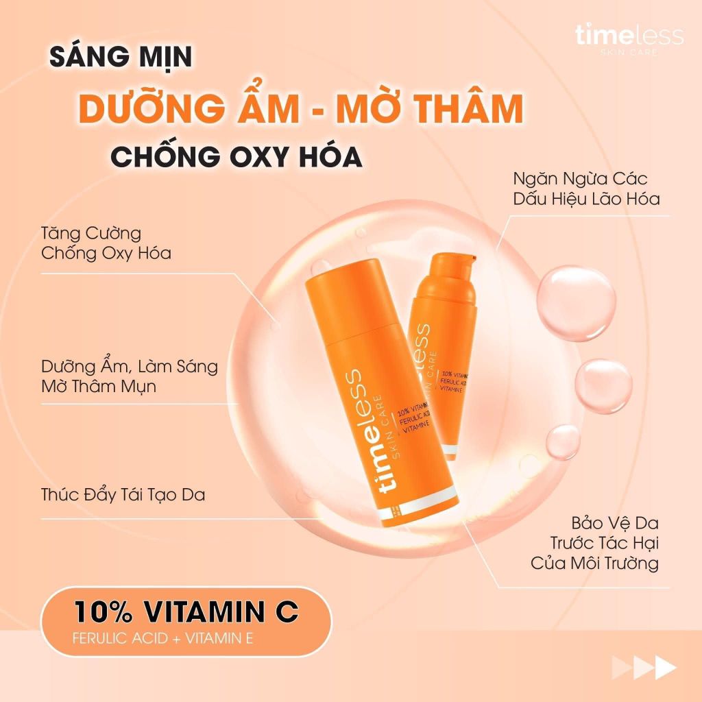 Tinh Chất Sáng Da Timeless 10% Vitamin C + E Ferulic Acid Serum Mờ Vết Thâm 30ml