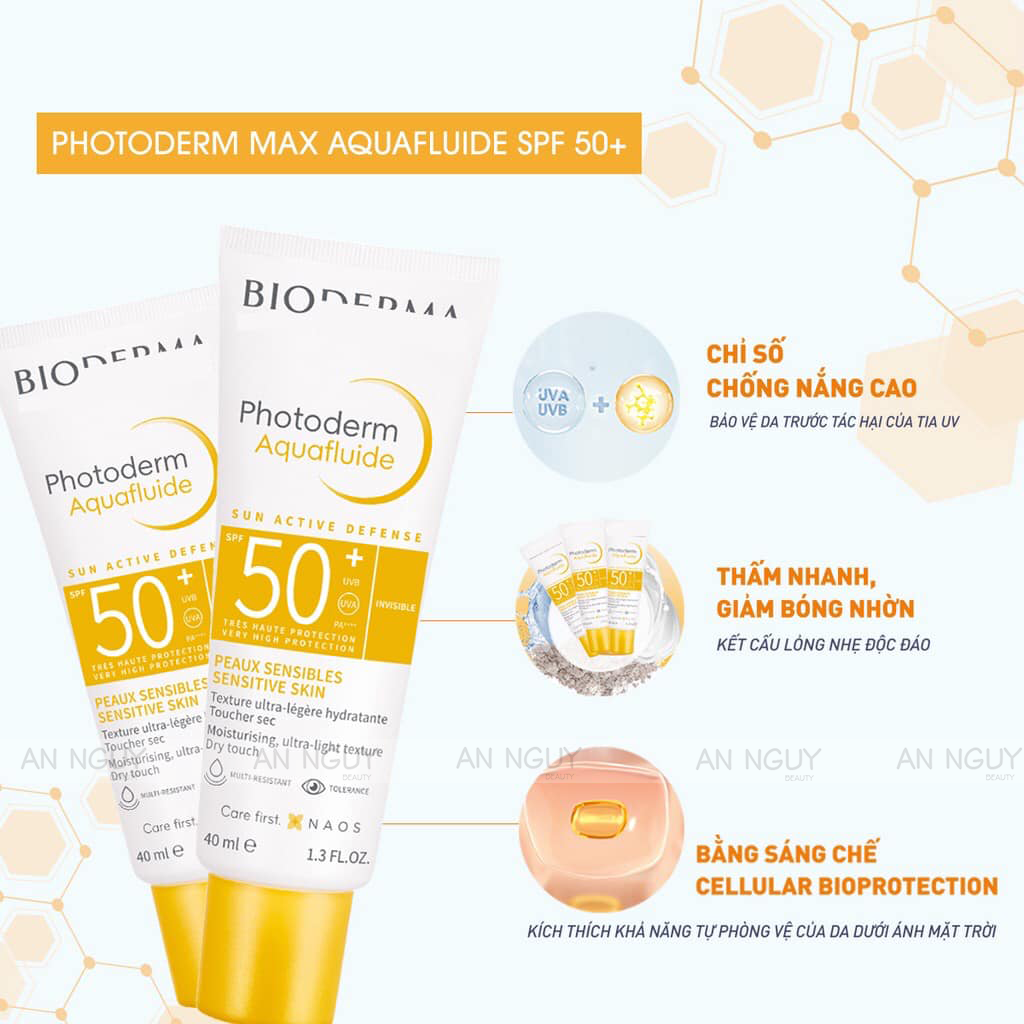 Kem Chống Nắng Bioderma Photoderm Aquafluide SPF 50+ Bảo Vệ Da Tối Ưu 40ml