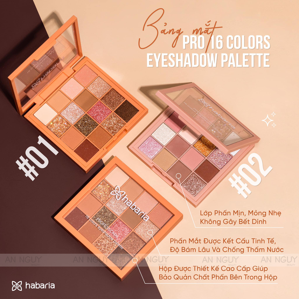 Bảng Phấn Mắt 16 Ô Habaria Eyeshadow Palette 16gr