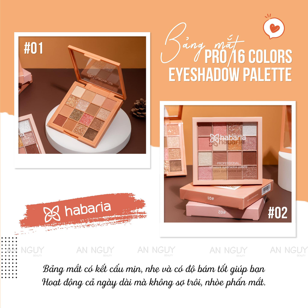 Bảng Phấn Mắt 16 Ô Habaria Eyeshadow Palette 16gr