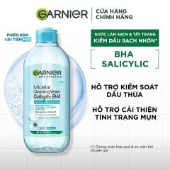 Nước Tẩy Trang Garnier Micellar Salicylic BHA Cleansing Water Dành Cho Da Dầu Và Mụn (Mẫu Mới)