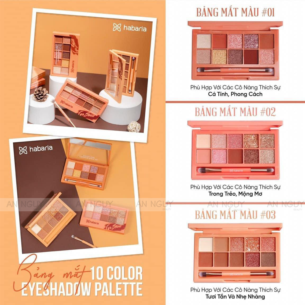 Bảng Phấn Mắt 10 Ô Habaria Eyeshadow Palette 10gr