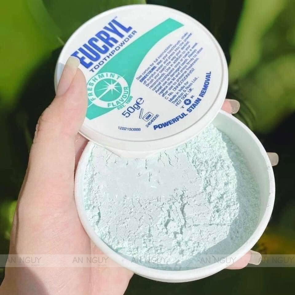 Bột Tẩy Trắng Răng EUCRYL Toothpowder Freshmint Hương Bạc Hà Giúp Trắng Răng, Thơm Miệng 50gr