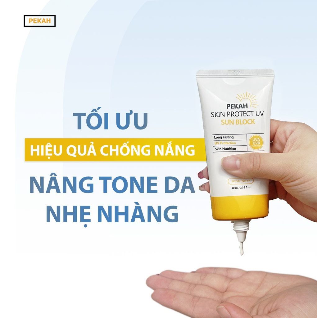 Kem Chống Nắng Vật Lý Pekah Skin Protect UV Sun Block SPF50+ PA+++ Bảo Vệ Khỏi Tia UV 70ml