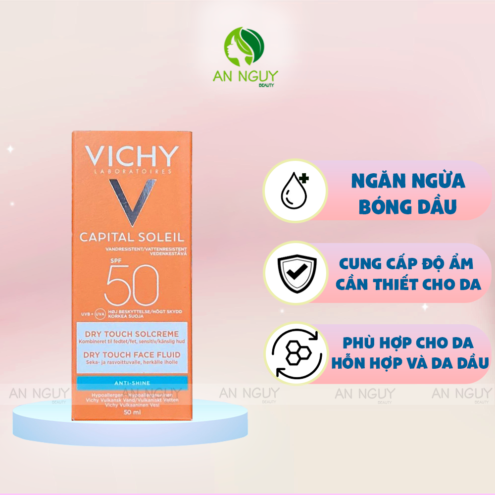 Kem Chống Nắng Vichy Capital Soleil Dry Touch Face Emulsion SPF50 Cho Da Dầu, Hỗn Hợp 50ml