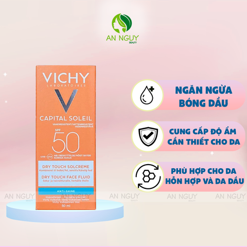 Kem Chống Nắng Vichy Capital Soleil Dry Touch Face Emulsion SPF50 Cho Da Dầu, Hỗn Hợp 50ml