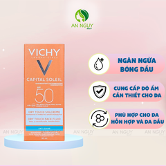 Kem Chống Nắng Vichy Capital Soleil Dry Touch Face Emulsion SPF50 Cho Da Dầu, Hỗn Hợp 50ml
