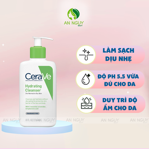 Sữa Rửa Mặt CeraVe Hydrating Cleanser Cho Da Thường Đến Da Khô
