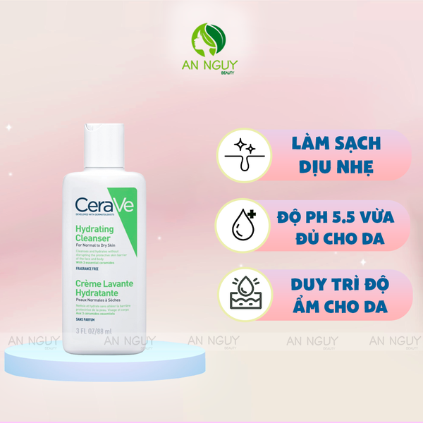 Sữa Rửa Mặt CeraVe Hydrating Facial Cleanser Cho Da Thường Đến Da Khô 88ml