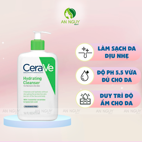 Sữa Rửa Mặt CeraVe Hydrating Cleanser Cho Da Thường Đến Da Khô