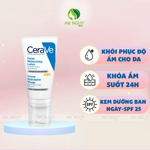 Sữa Dưỡng Ẩm Ban Ngày CeraVe Facial Moisturizing Lotion For Normal To Dry Skin AM SPF25 Dành Cho Da Thường Đến Da Khô 52ml