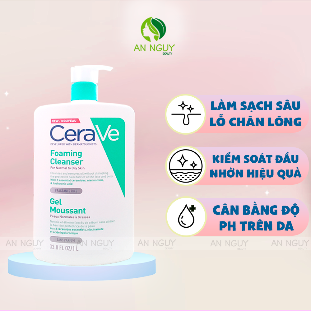 Sữa Rửa Mặt CeraVe Foaming Facial Cleanser For Normal To Oily Skin Làm Sạch Sâu Cho Da Dầu