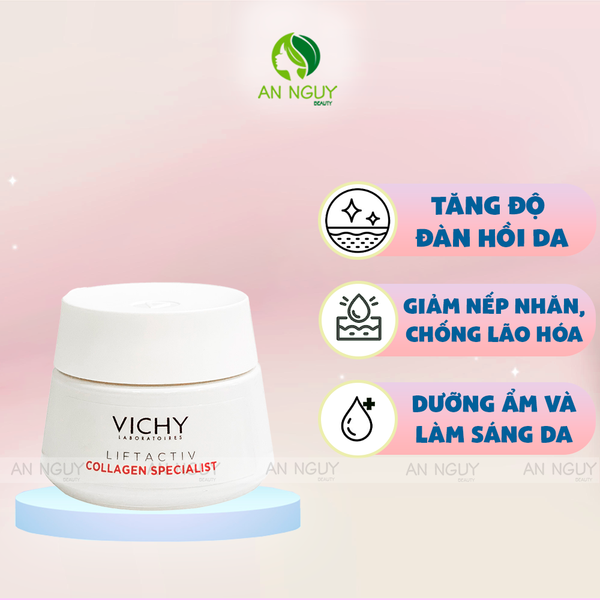 Kem Dưỡng Vichy Liftactiv Collagen Specialist Cream Ngừa Lão Hóa, Săn Chắc Da Ban Ngày 15ml