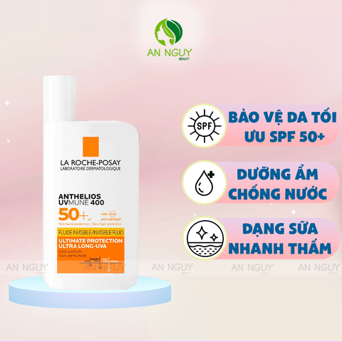 Sữa Chống Nắng La Roche-Posay Anthelios UVMune 400 Fluide Invisible Fluid SPF50+ Cho Da Thường Khô, Nhạy Cảm 50ml