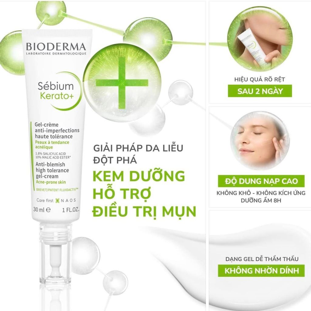 Kem Dưỡng Làm Giảm Mụn Bioderma Sebium Kerato+ Anti-Imperfection Gel-Cream