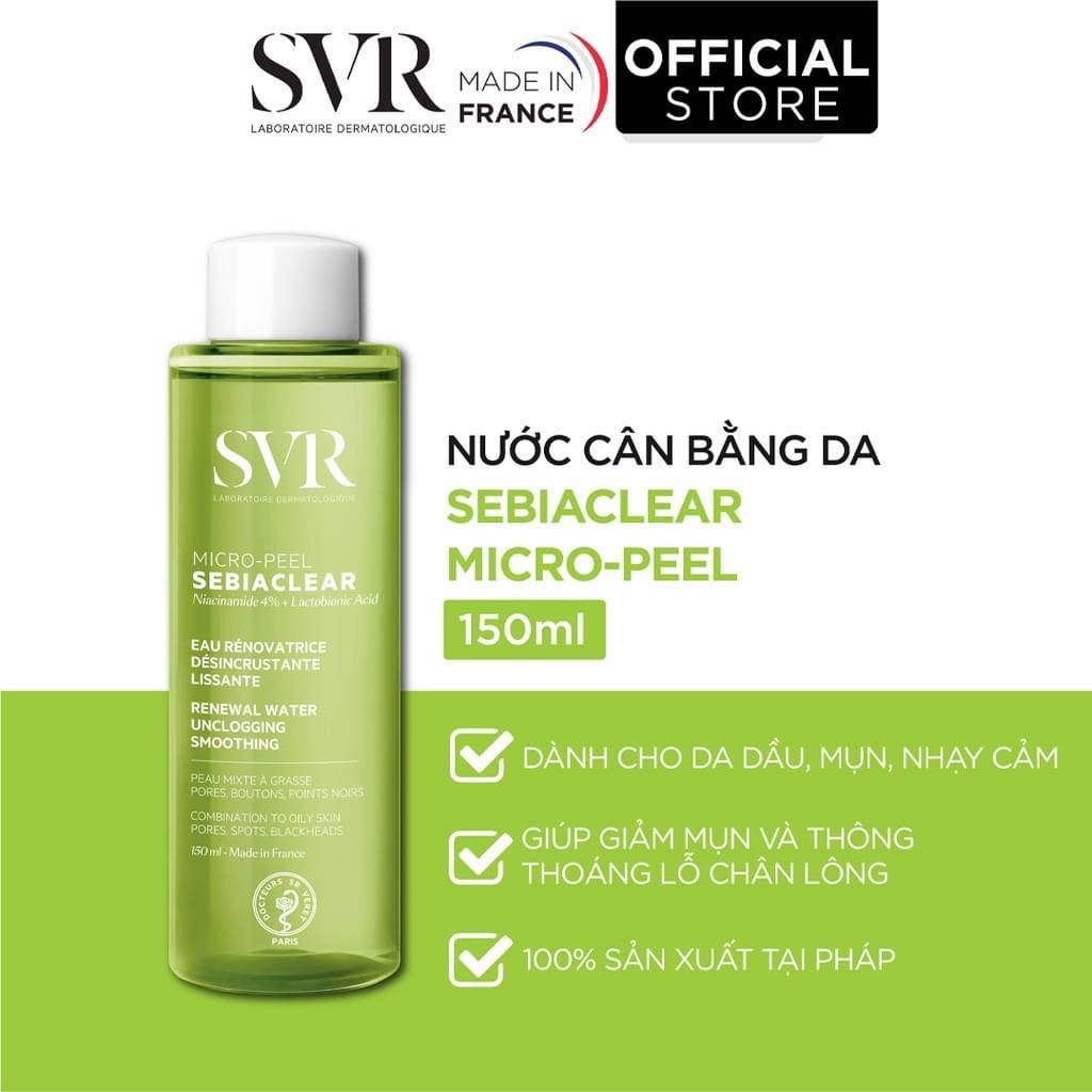 Nước Hoa Hồng SVR Sebiaclear Micro Peel Dành Cho Da Dầu Mụn 150ml