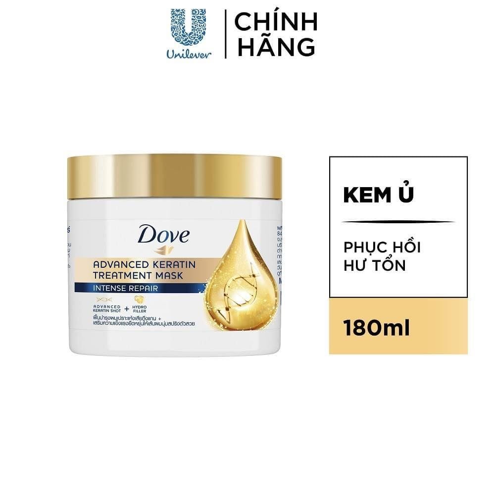 Kem Ủ Tóc Dove Keratin Advanced Keratin Treatment Mask Intense Repair Phục Hồi Hư Tổn Cao Cấp 180ml