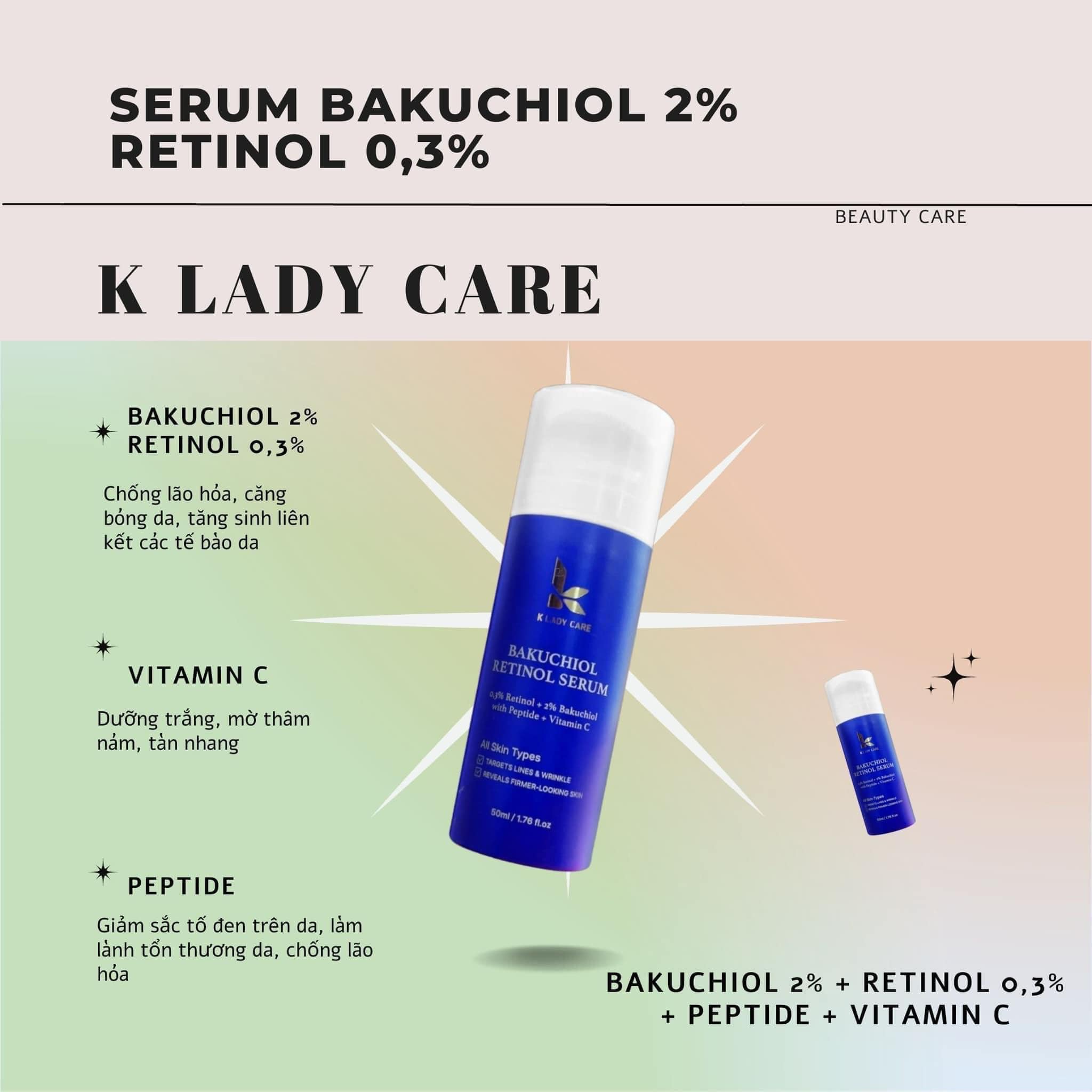 Tinh Chất K Lady Care Bakuchiol Retinol Serum Dưỡng Trắng Phục Hồi