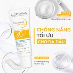 Kem Chống Nắng Bioderma Photoderm AKN Mat SPF30 Dành Cho Da Dầu Mụn 40ml (Mẫu Mới)