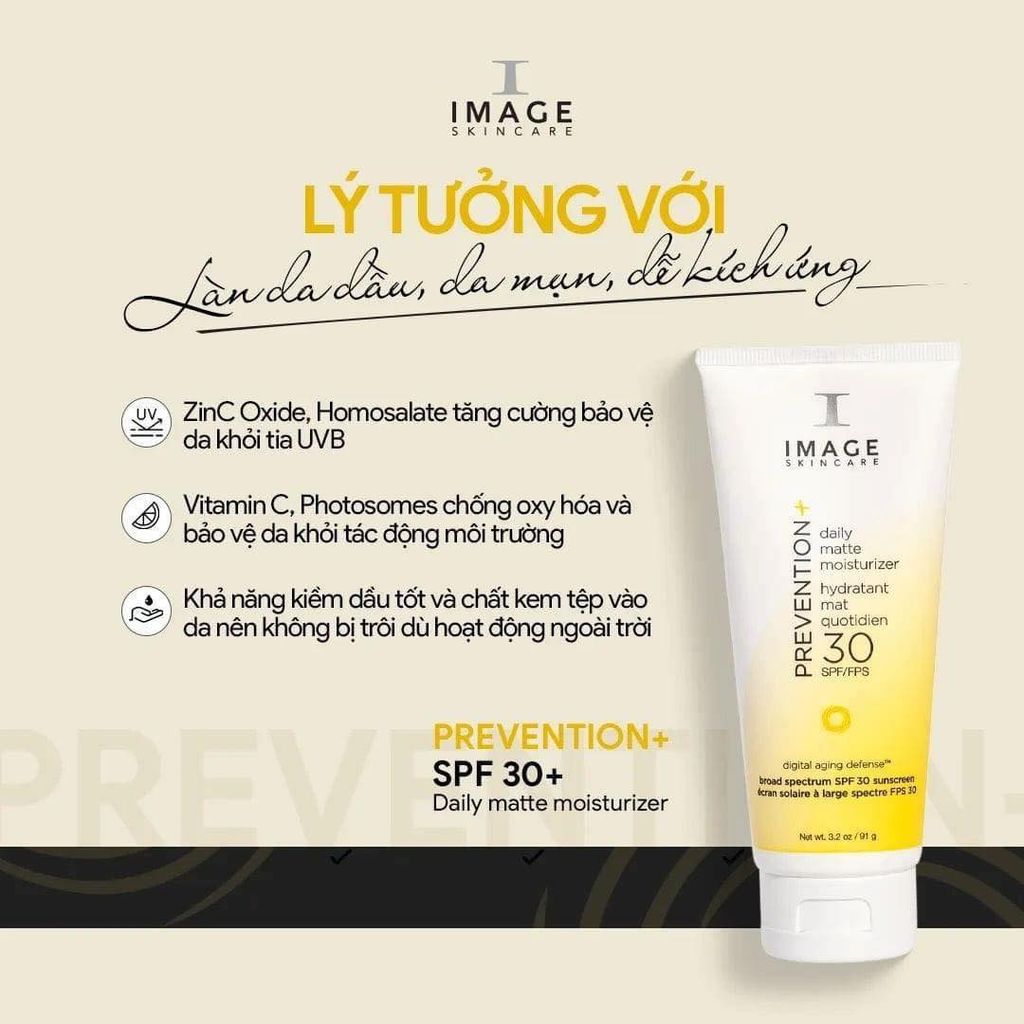 Kem Chống Nắng Image Skincare Prevention+ Daily Matte Moisturizer SPF 30 Cho Da Dầu, Mụn Image 91gr