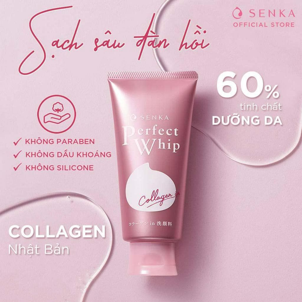 Sữa Rửa Mặt Senka Perfect Whip Collagen In Giúp Da Đàn Hồi 120grSữa Rửa Mặt  Senka Bổ Sung Collagen Perfect Whip Collagen In Giúp Da Đà – annguy.beauty