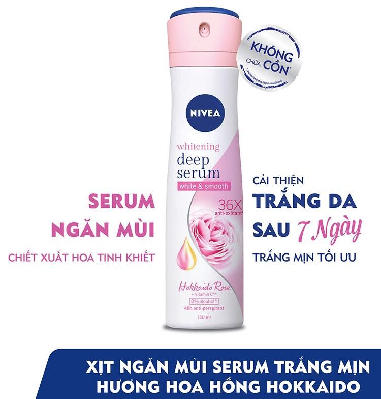 Xịt Ngăn Mùi Nivea Brightening Deep Serum Spray Dưỡng Sáng 150ml