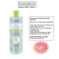 Nước Tẩy Trang Evoluderm Micellar Cleansing Water Combination To Oily Skins Cho Da Hỗn Hợp, Dầu Mụn (Xanh Lá)