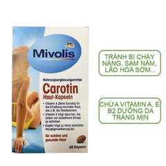 Viên Uống Chống Nắng Mivolis Carotin Đức Bảo Vệ Da Toàn Diện 60 Viên