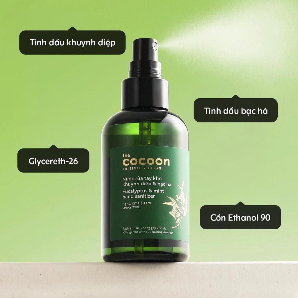 Nước Rửa Tay Khô Cocoon Eucalyptus & Mint Hand Sanitizer Chiết Xuất Khuynh Diệp & Bạc Hà 140ml