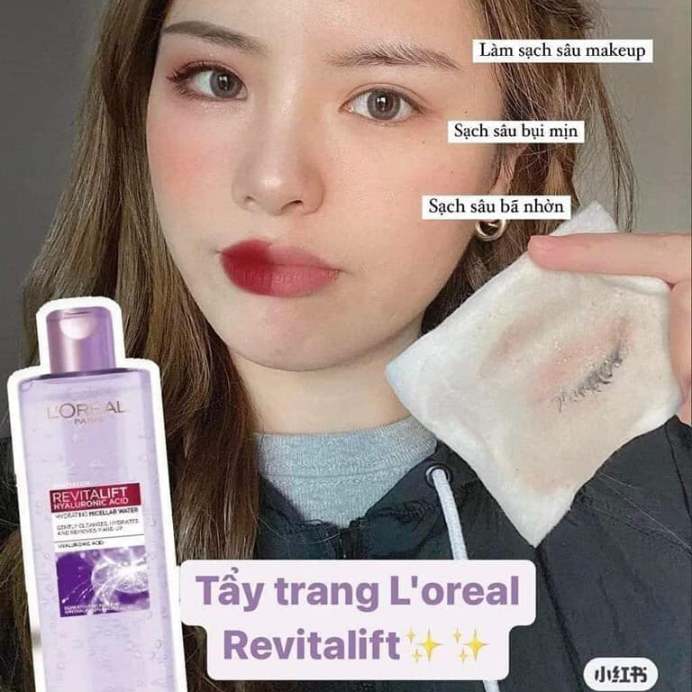 Nước Tẩy Trang L'Oreal Revitalift Hyaluronic Acid Hydrating Micellar Water Làm Sạch Cấp Ẩm (Tím)