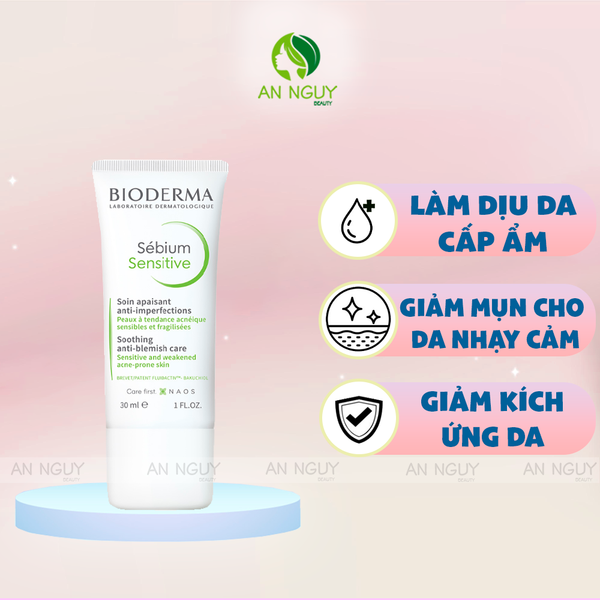 Kem Dưỡng Ẩm Bioderma Sebium Sensitive Soothing Anti-Blemish Care Dành Cho Da Mụn, Nhạy Cảm 30ml