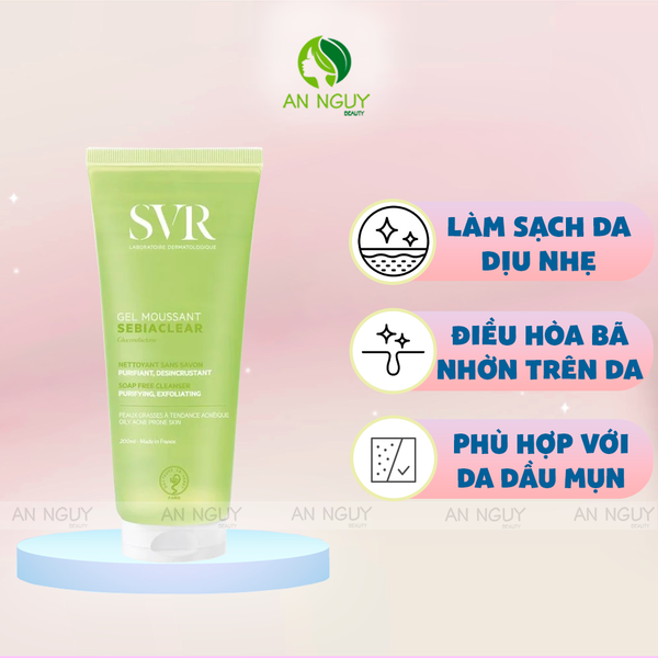 Gel Rửa Mặt SVR Sebiaclear Gel Moussant Không Chứa Xà Phòng Dành Cho Da Dầu