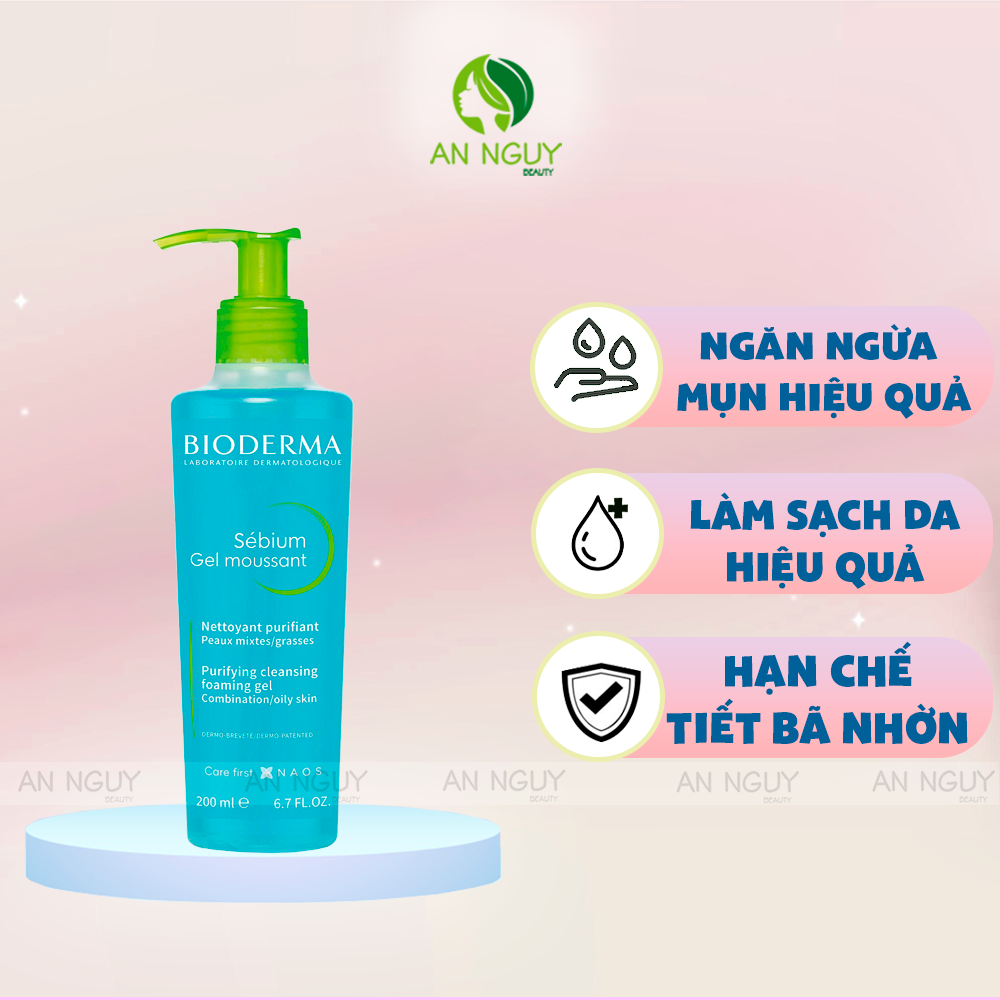 Gel Rửa Mặt Bioderma Sébium Gel Moussant Dành Cho Da Dầu & Hỗn Hợp