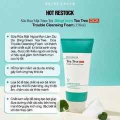 Sữa Rửa Mặt Tràm Trà Bring Green Tea Tree Cica Trouble Cleansing Foam Hỗ Trợ Giảm Mụn 150ml