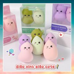 Set 2 Bông Mút Trang Điểm Habaria Makeup Sponge Dùng Tán Kem Nền, Tán Kem Che Khuyết Điểm