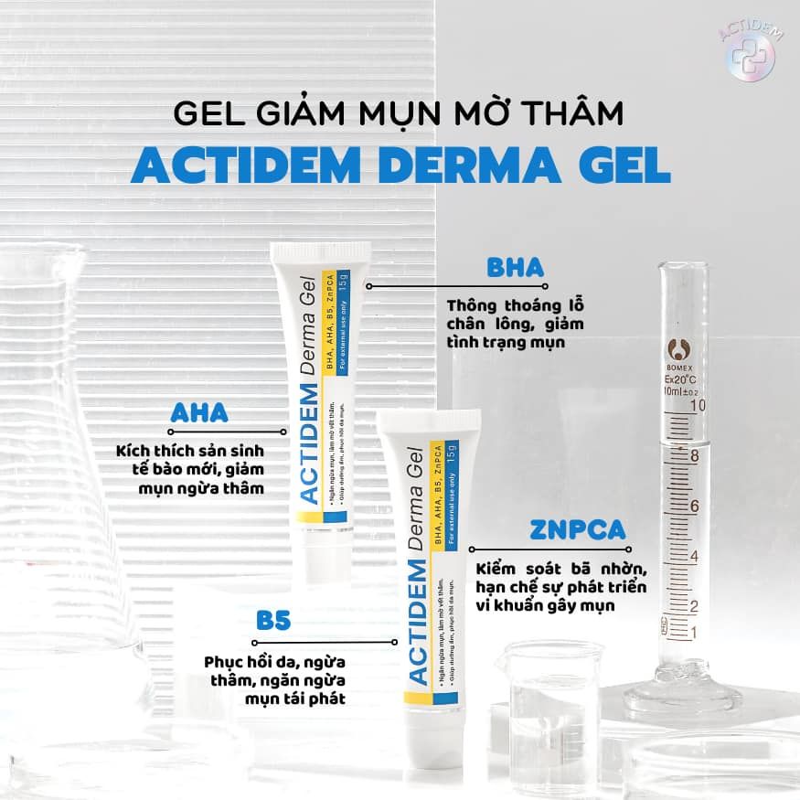 Gel Giảm Mụn, Mờ Thâm Actidem Derma Gel Phục Hồi Da Mụn